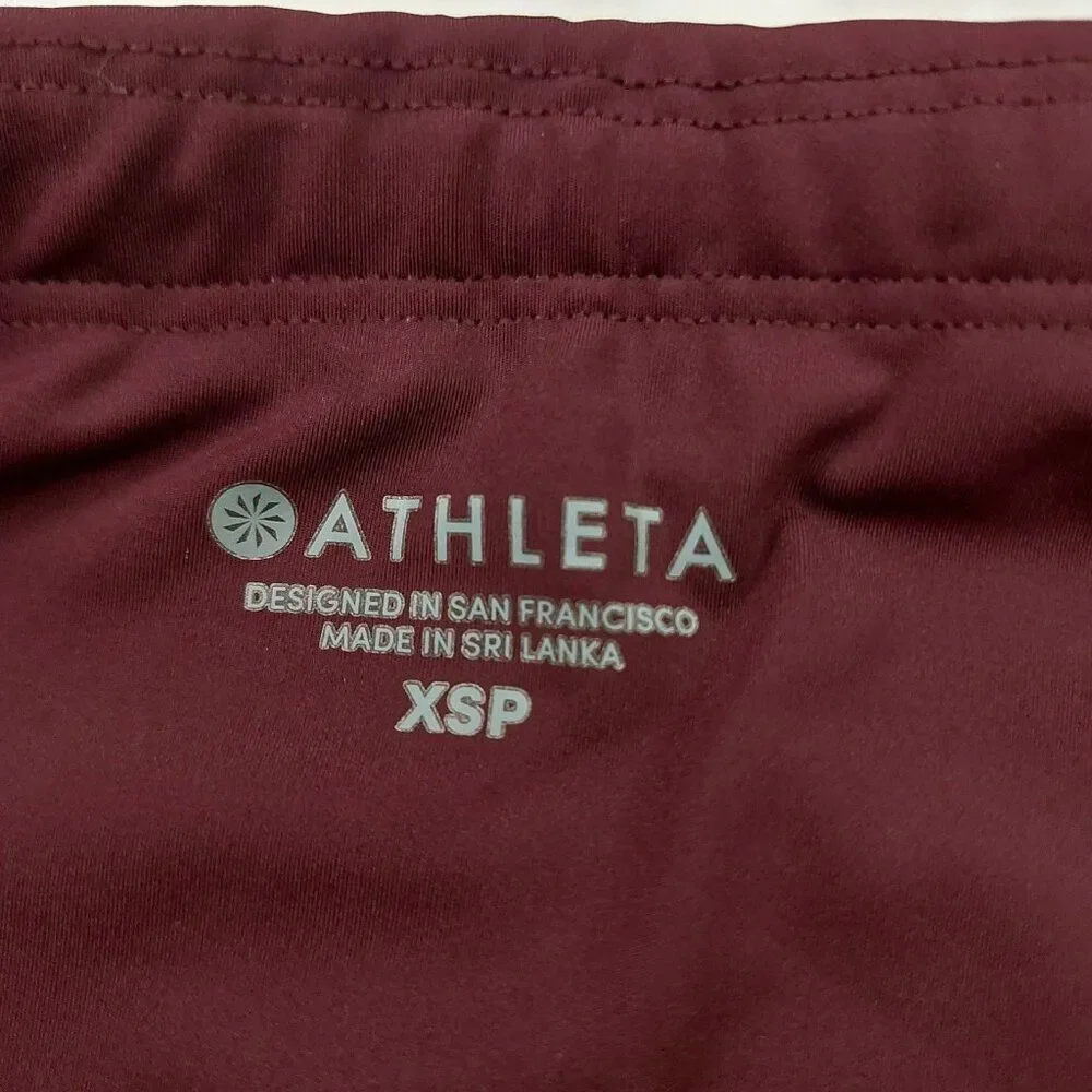 Athleta Ankle Leggings Youth XL 12/14 Burgundy Comfort Gym Training Running